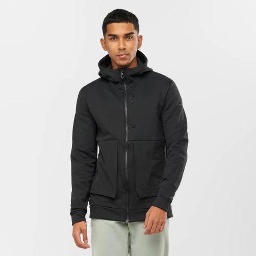 Pánské Bundy Salomon Essential Warm Fleece Černé | CZ 31KDUAH